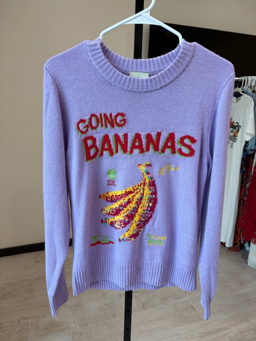 Farm Rio: Lilac Going Bananas Knit Sweater - Picture 8 of 9